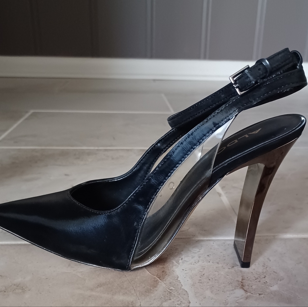 Aldo Black Satin Slingback Heels